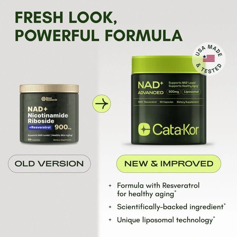 Cata-Kor 500 Mg - NAD+ Supplement for Skin Aging Support, Energy, and Focus - 60